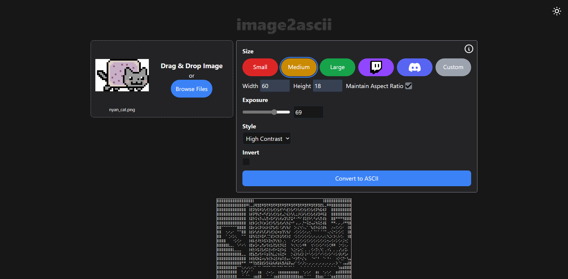 image2ascii dark mode