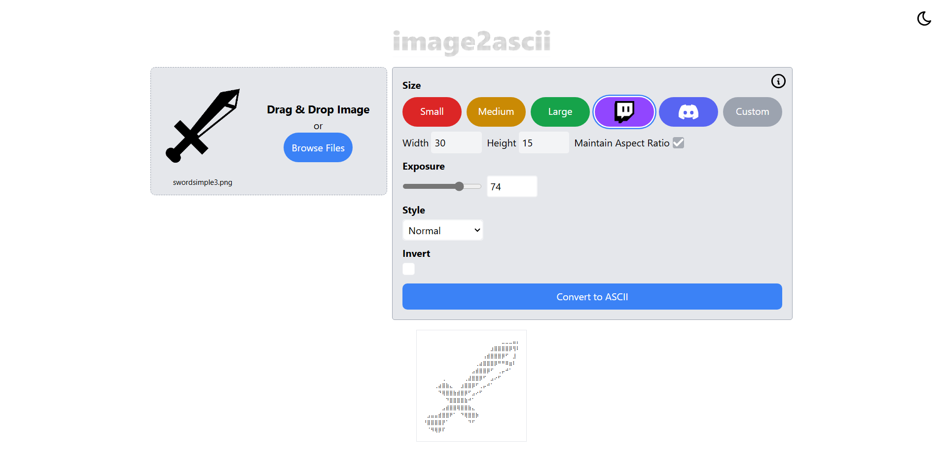 image2ascii Twitch example