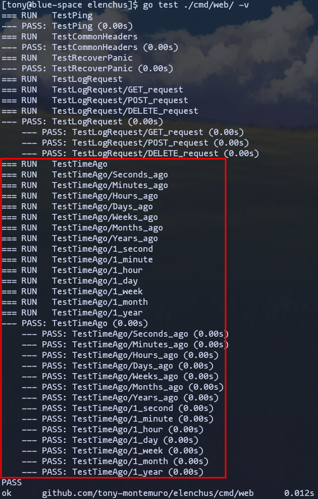 go test - Verbose output