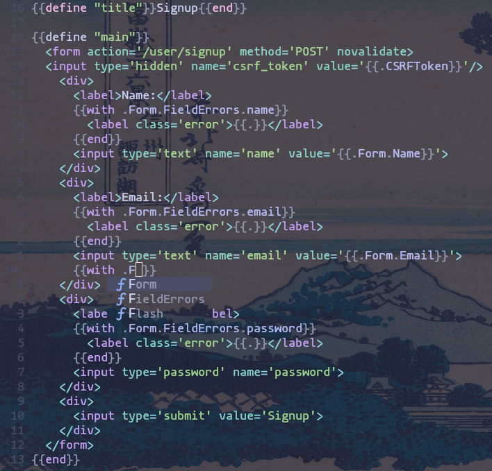 Beautiful gotmpl file in Neovim