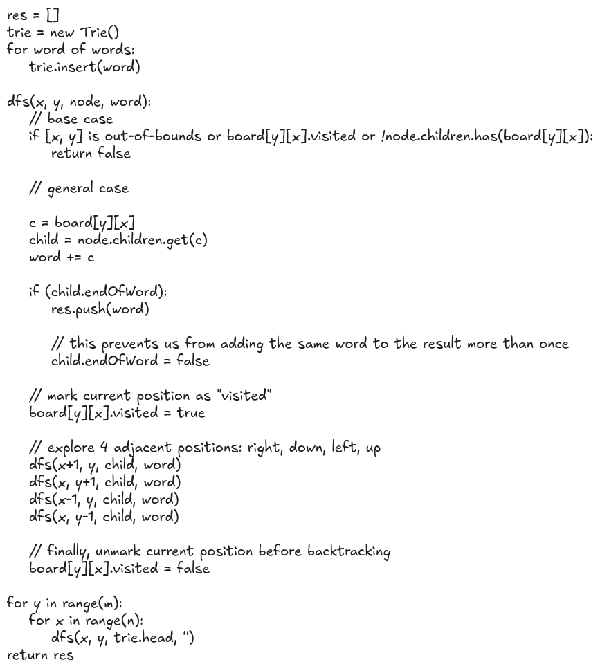Word Search II solution